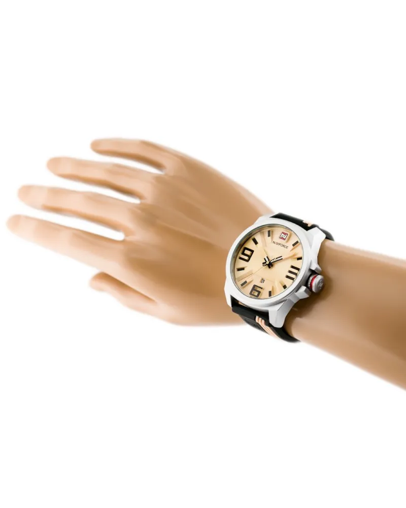ZEGAREK MĘSKI NAVIFORCE - NF9098 (zn045a) - beige/black