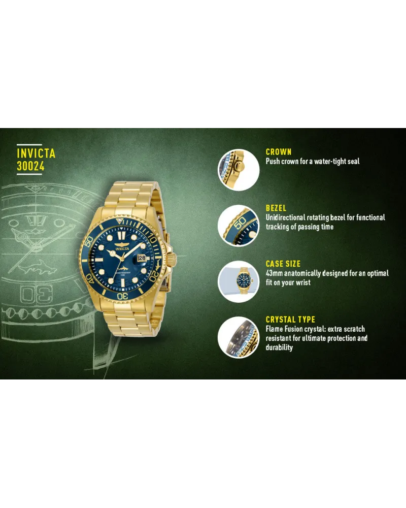 ZEGAREK MĘSKI INVICTA PRO DIVER 30024 - WR100, koperta 43mm (zv011a) ZEGAREK MĘSKI INVICTA PRO DIVER 30024 - WR100, koperta 43mm (zv011a)