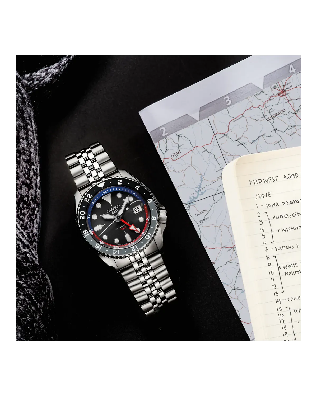 ZEGAREK MĘSKI SEIKO 5 SPORTS SSK019K1 GMT AUTOMAT + BOX ZEGAREK MĘSKI SEIKO 5 SPORTS SSK019K1 GMT AUTOMAT + BOX
