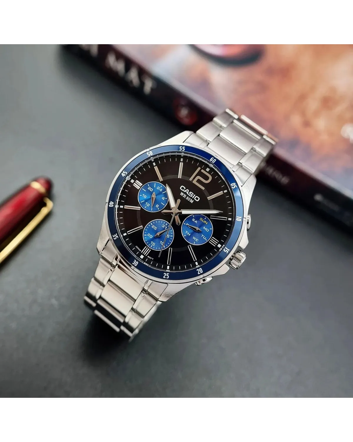 ZEGAREK MĘSKI CASIO MTP-1374D-2AV (zd063c) + BOX
