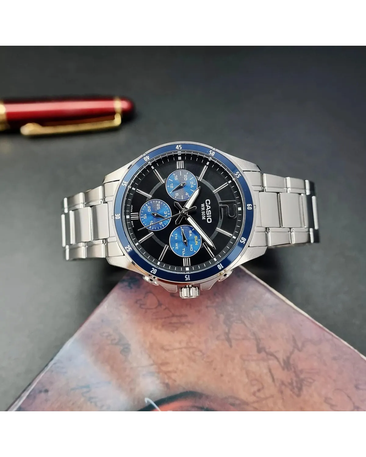 ZEGAREK MĘSKI CASIO MTP-1374D-2AV (zd063c) + BOX