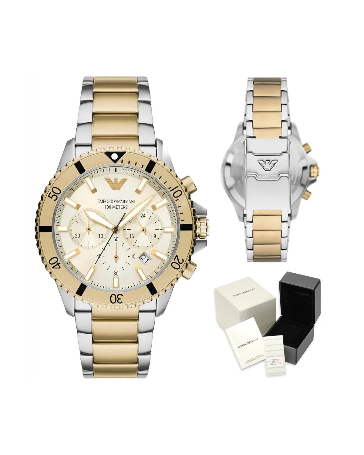 ZEGAREK MĘSKI EMPORIO ARMANI AR11606 Two-Tone Chronograph + BOX