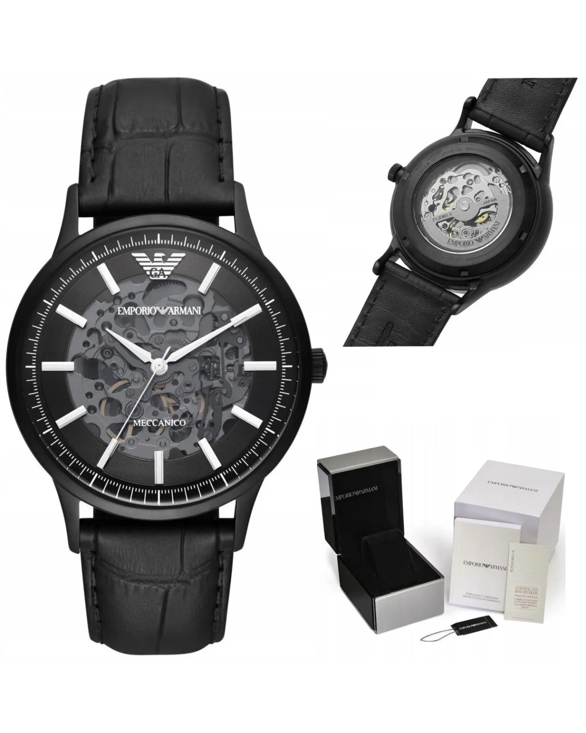 Zegarek męski EMPORIO ARMANI SKELETON AUTOMATIC AR60042 (zi055c)