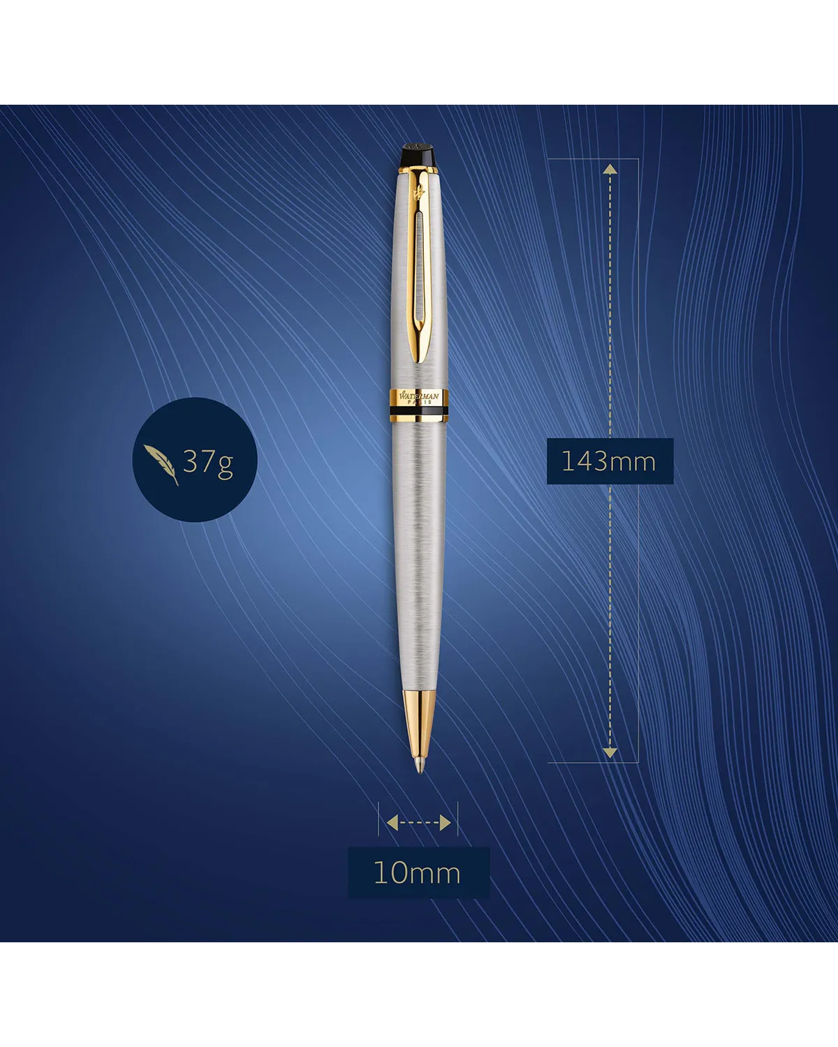 Długopis i Pi&oacute;ro Waterman Expert stalowy GT w Pudełku z Grawerem (S0952000/2)