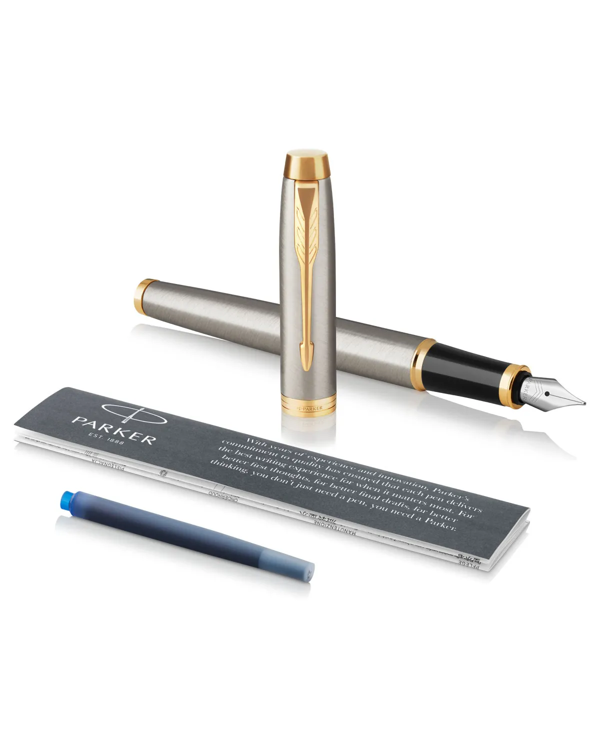 Zestaw Długopis i Pióro Parker IM Brushed Metal GT + Etui (1931670/17) Zestaw Długopis i Pióro Parker IM Brushed Metal GT + Etui (1931670/17)