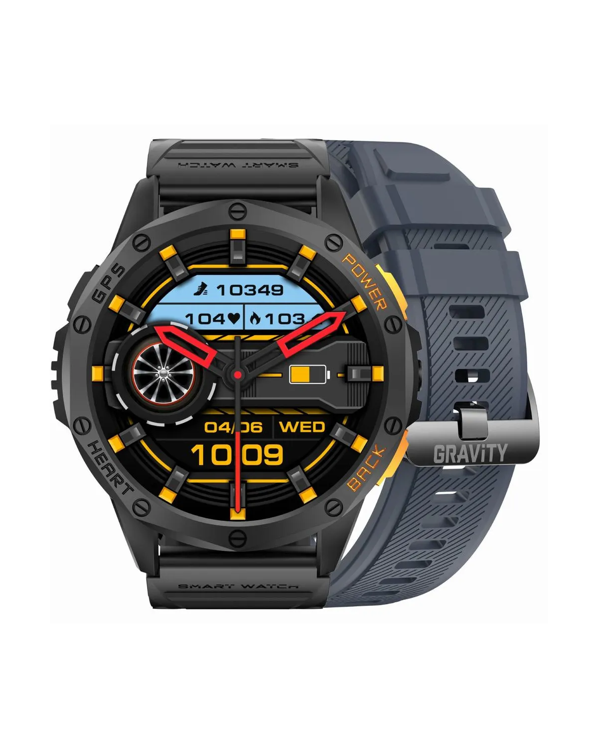 SMARTWATCH MĘSKI GRAVITY GT24-1 - LATARKA, DODATKOWY PASEK  (sg033a)