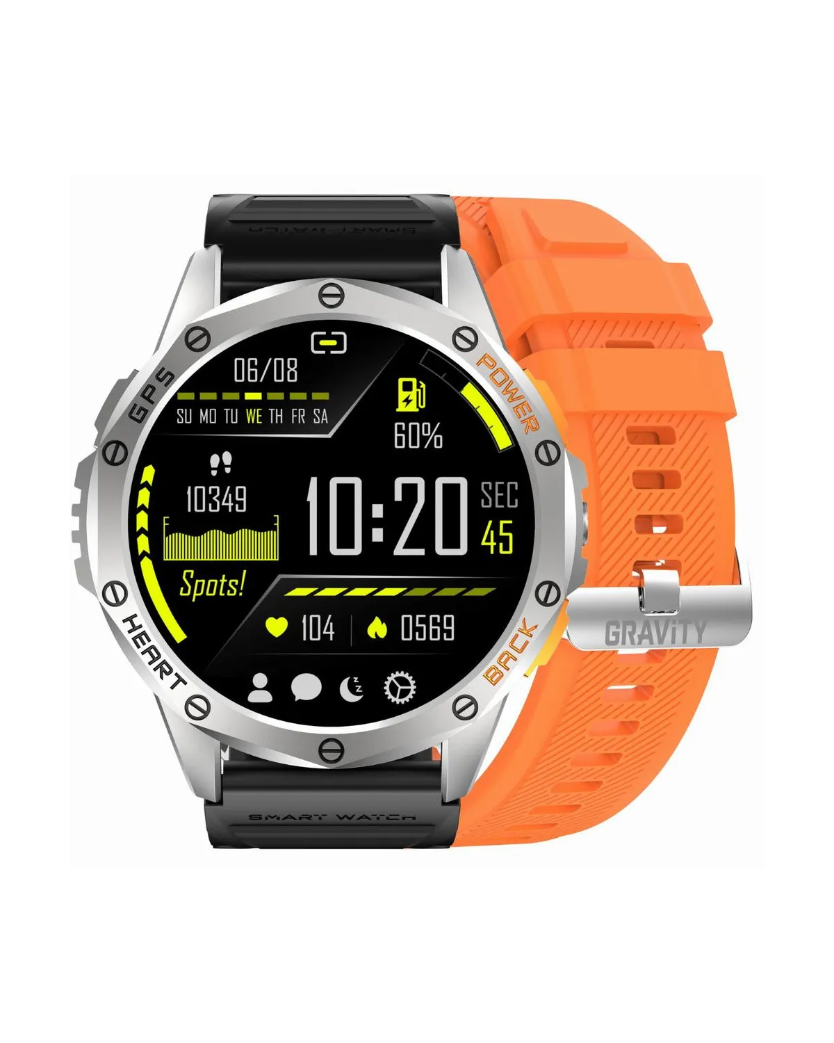 SMARTWATCH MĘSKI GRAVITY GT24-4 - LATARKA, DODATKOWY PASEK  (sg033d)