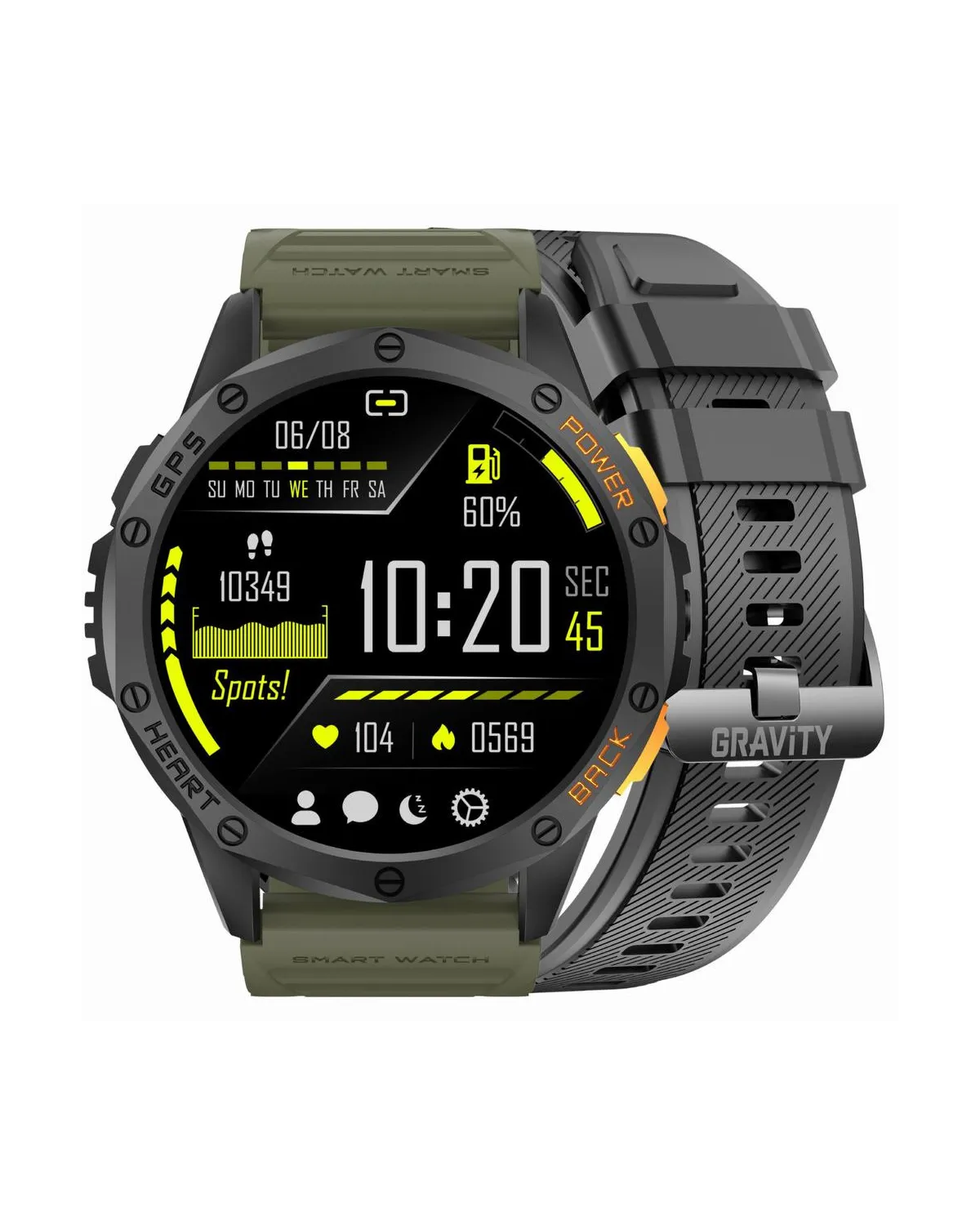 SMARTWATCH MĘSKI GRAVITY GT24-5 - LATARKA, DODATKOWY PASEK  (sg033e)