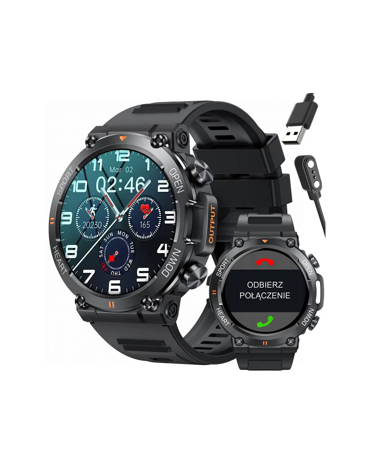 SMARTWATCH MĘSKI GRAVITY GT7-1 PRO - WYKONYWANIE POŁĄCZEŃ, PULSOKSYMETR (sg018a)