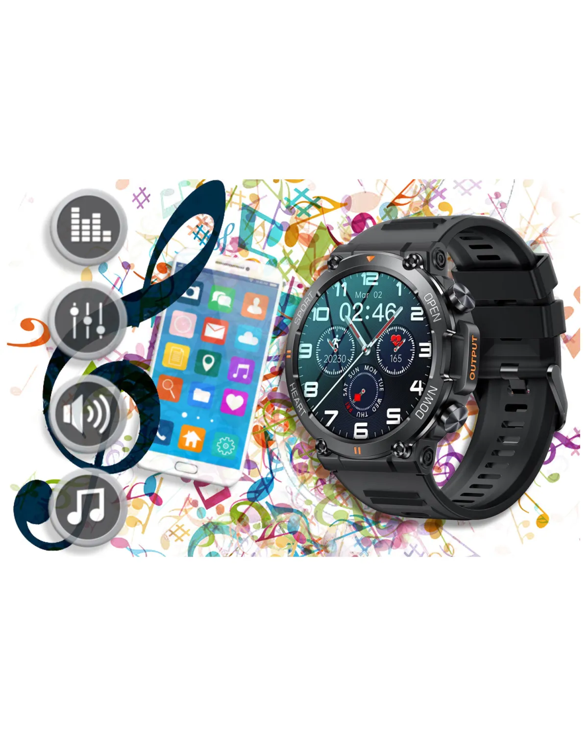 SMARTWATCH MĘSKI GRAVITY GT7-1 PRO - WYKONYWANIE POŁĄCZEŃ, PULSOKSYMETR (sg018a)