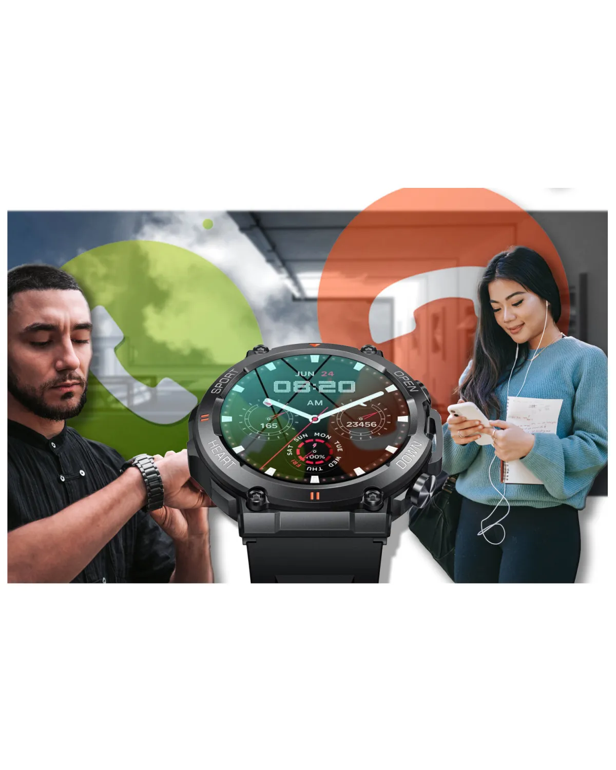 SMARTWATCH MĘSKI GRAVITY GT7-1 PRO - WYKONYWANIE POŁĄCZEŃ, PULSOKSYMETR (sg018a)
