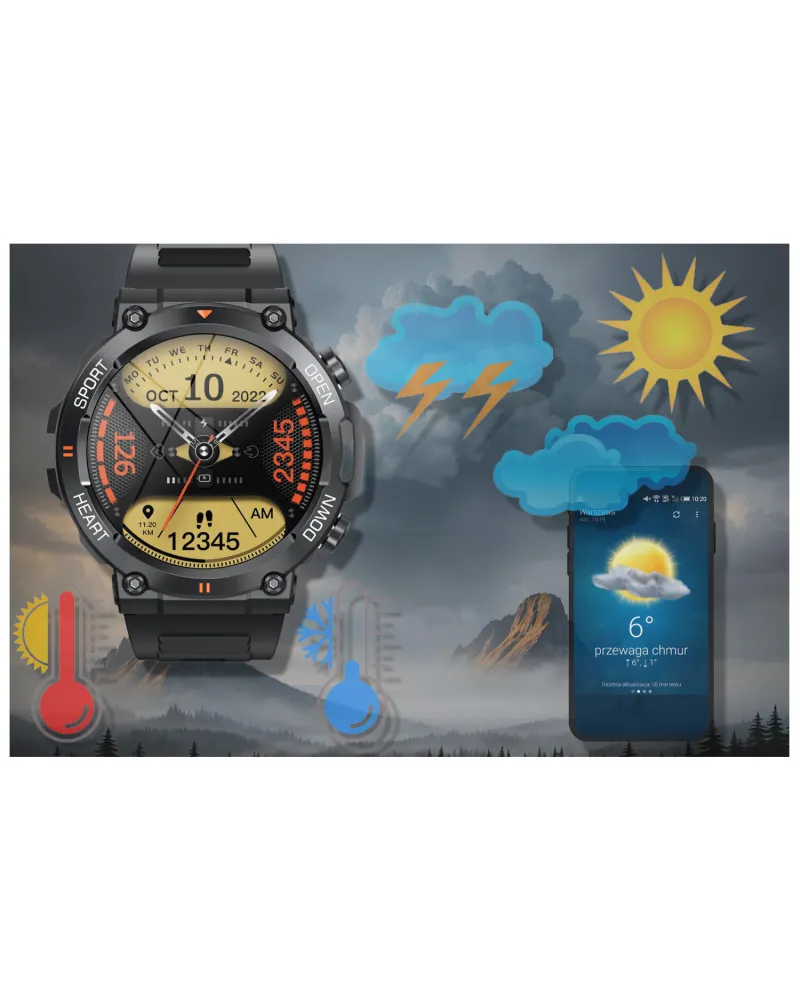 SMARTWATCH MĘSKI GRAVITY GT7-1 PRO - WYKONYWANIE POŁĄCZEŃ, PULSOKSYMETR (sg018a)