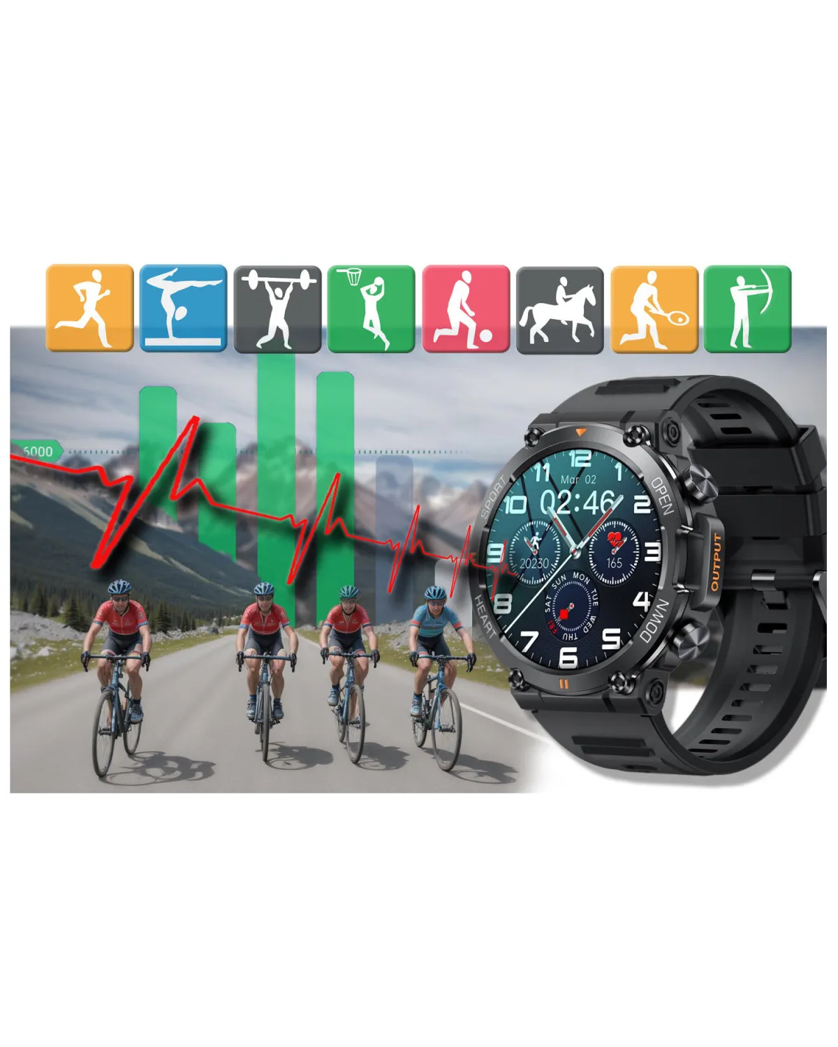 SMARTWATCH MĘSKI GRAVITY GT7-1 PRO - WYKONYWANIE POŁĄCZEŃ, PULSOKSYMETR (sg018a)