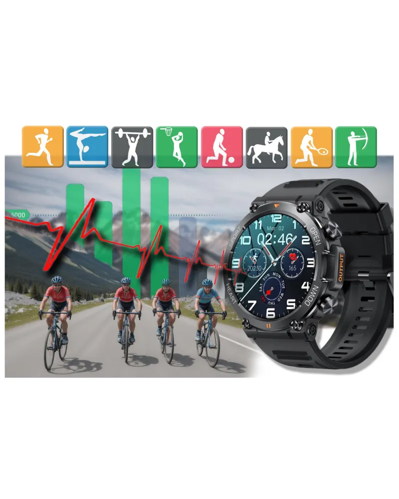 SMARTWATCH MĘSKI GRAVITY GT7-1 PRO - WYKONYWANIE POŁĄCZEŃ, PULSOKSYMETR (sg018a)
