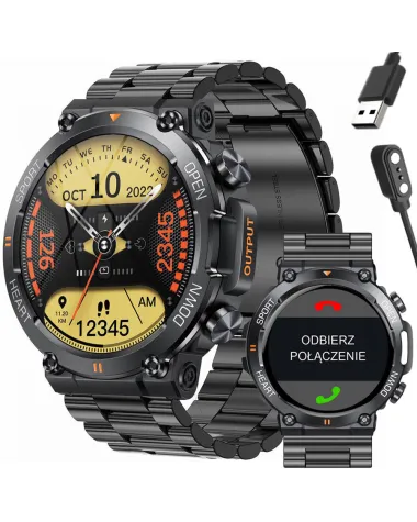 SMARTWATCH MĘSKI GRAVITY GT7-2 PRO - WYKONYWANIE POŁĄCZEŃ, PULSOKSYMETR (sg018b)