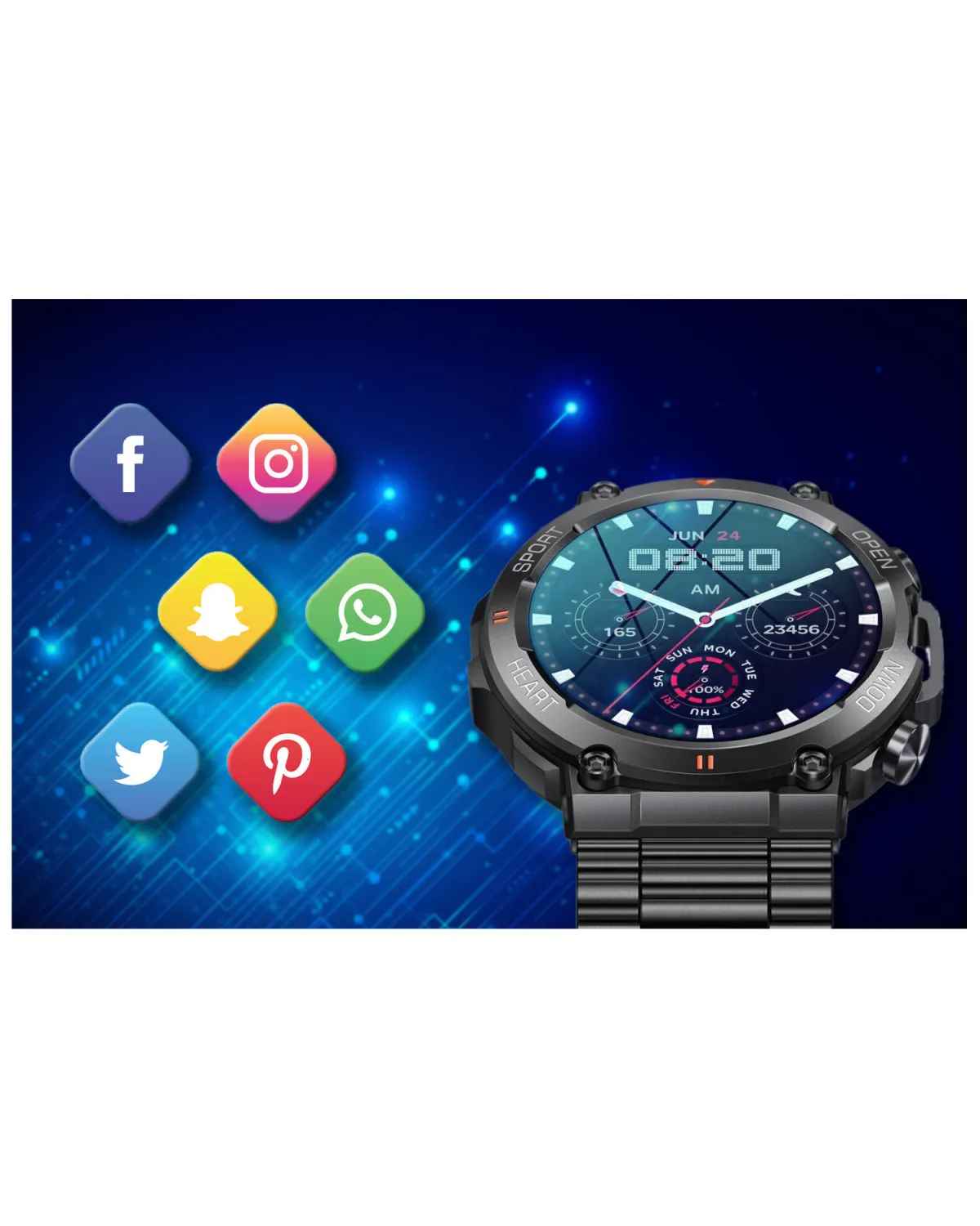SMARTWATCH MĘSKI GRAVITY GT7-2 PRO - WYKONYWANIE POŁĄCZEŃ, PULSOKSYMETR (sg018b)