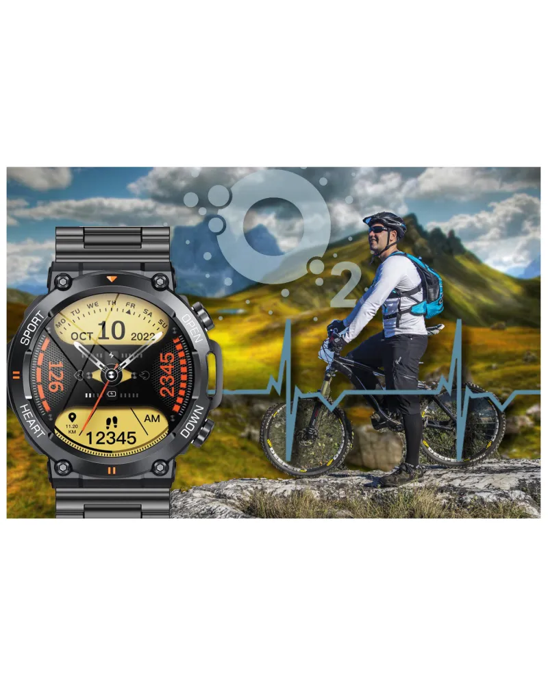 SMARTWATCH MĘSKI GRAVITY GT7-2 PRO - WYKONYWANIE POŁĄCZEŃ, PULSOKSYMETR (sg018b)