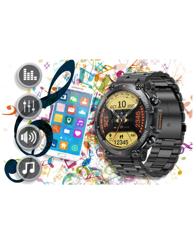 SMARTWATCH MĘSKI GRAVITY GT7-2 PRO - WYKONYWANIE POŁĄCZEŃ, PULSOKSYMETR (sg018b)