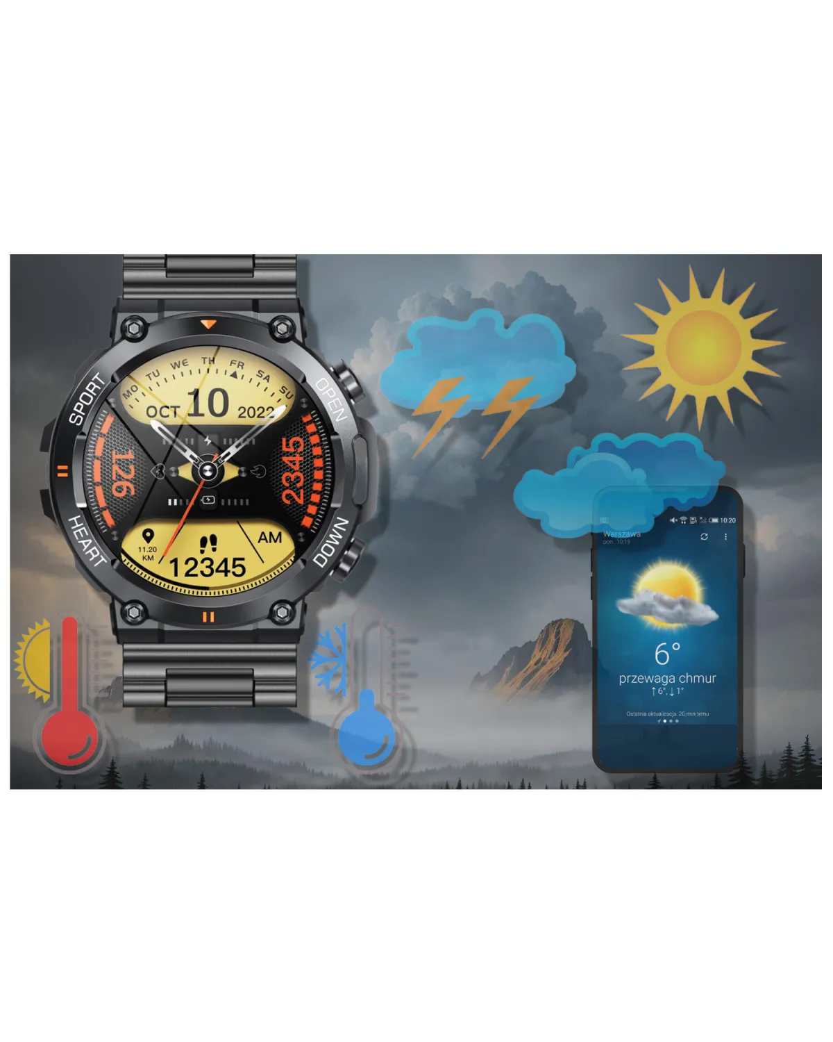 SMARTWATCH MĘSKI GRAVITY GT7-2 PRO - WYKONYWANIE POŁĄCZEŃ, PULSOKSYMETR (sg018b)