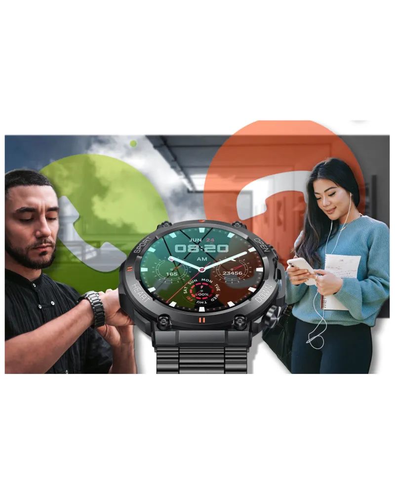 SMARTWATCH MĘSKI GRAVITY GT7-2 PRO - WYKONYWANIE POŁĄCZEŃ, PULSOKSYMETR (sg018b)