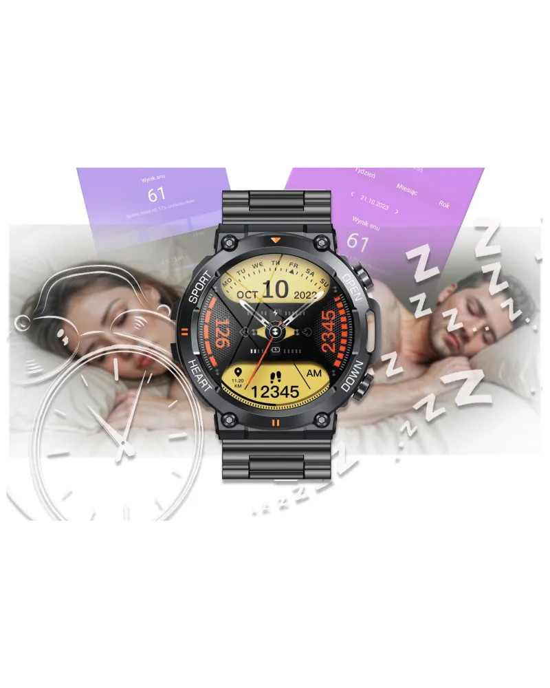 SMARTWATCH MĘSKI GRAVITY GT7-2 PRO - WYKONYWANIE POŁĄCZEŃ, PULSOKSYMETR (sg018b)
