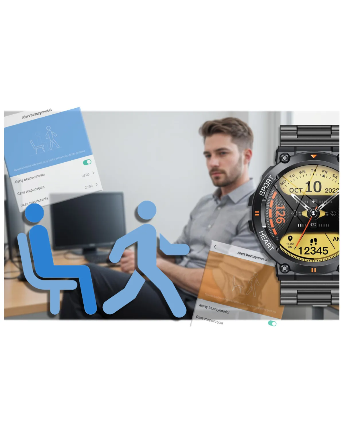 SMARTWATCH MĘSKI GRAVITY GT7-2 PRO - WYKONYWANIE POŁĄCZEŃ, PULSOKSYMETR (sg018b)