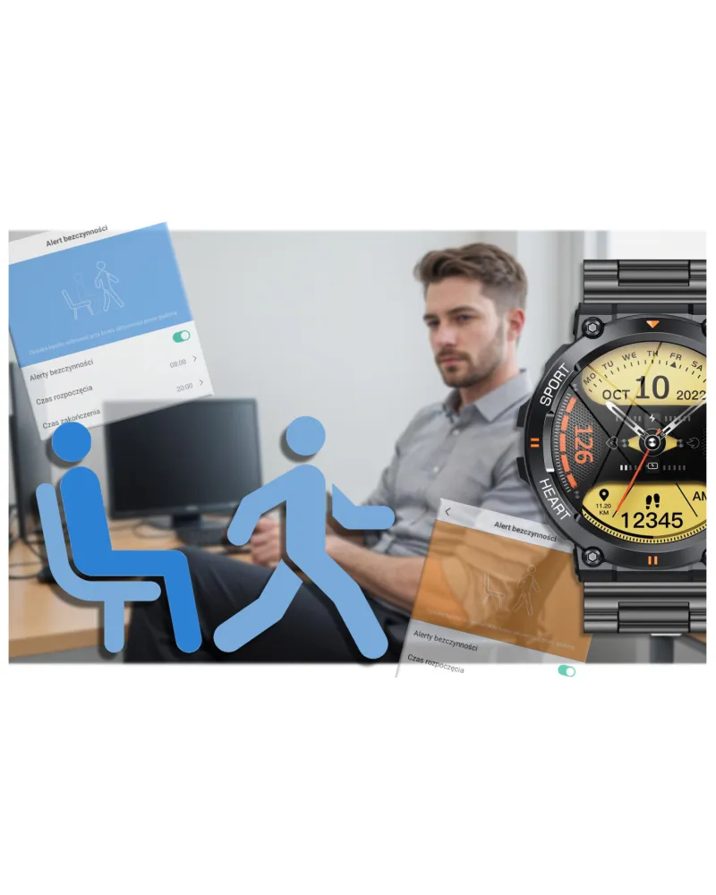 SMARTWATCH MĘSKI GRAVITY GT7-2 PRO - WYKONYWANIE POŁĄCZEŃ, PULSOKSYMETR (sg018b)