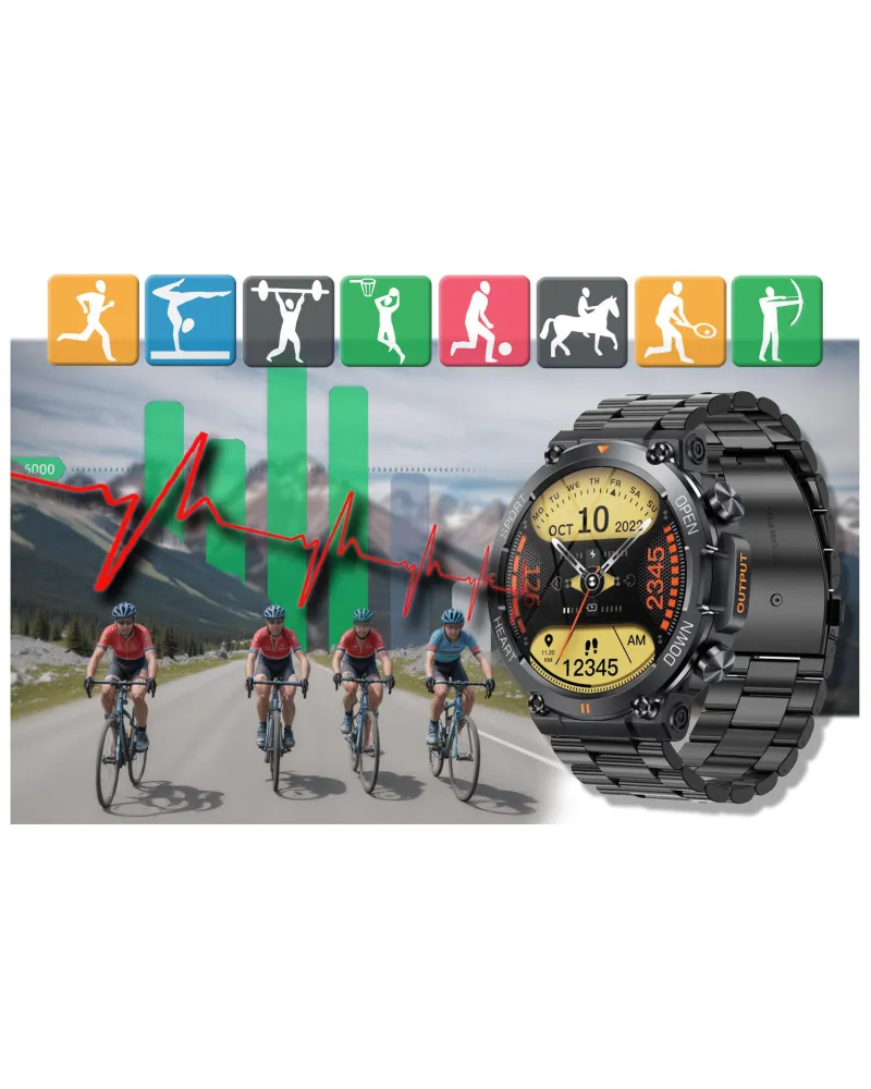 SMARTWATCH MĘSKI GRAVITY GT7-2 PRO - WYKONYWANIE POŁĄCZEŃ, PULSOKSYMETR (sg018b)