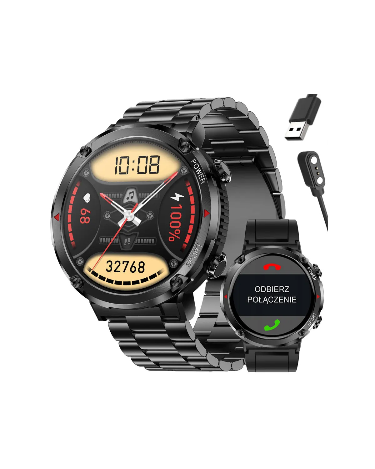 SMARTWATCH MĘSKI GRAVITY GT21-1 - BLUETOOTH CALL, DODATKOWY PASEK (sg025a)