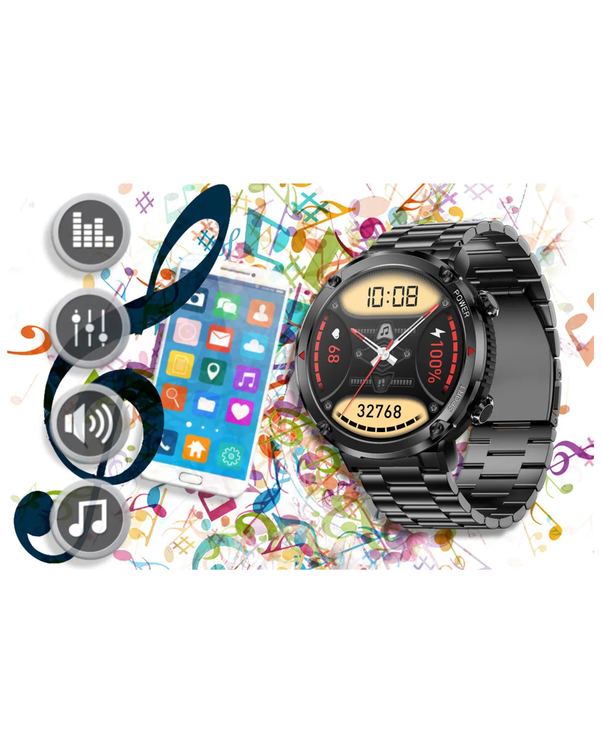 SMARTWATCH MĘSKI GRAVITY GT21-1 - BLUETOOTH CALL, DODATKOWY PASEK (sg025a)