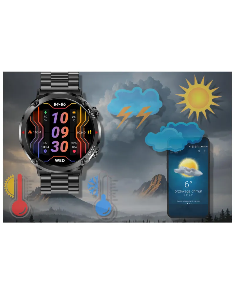 SMARTWATCH MĘSKI GRAVITY GT21-1 - BLUETOOTH CALL, DODATKOWY PASEK (sg025a)
