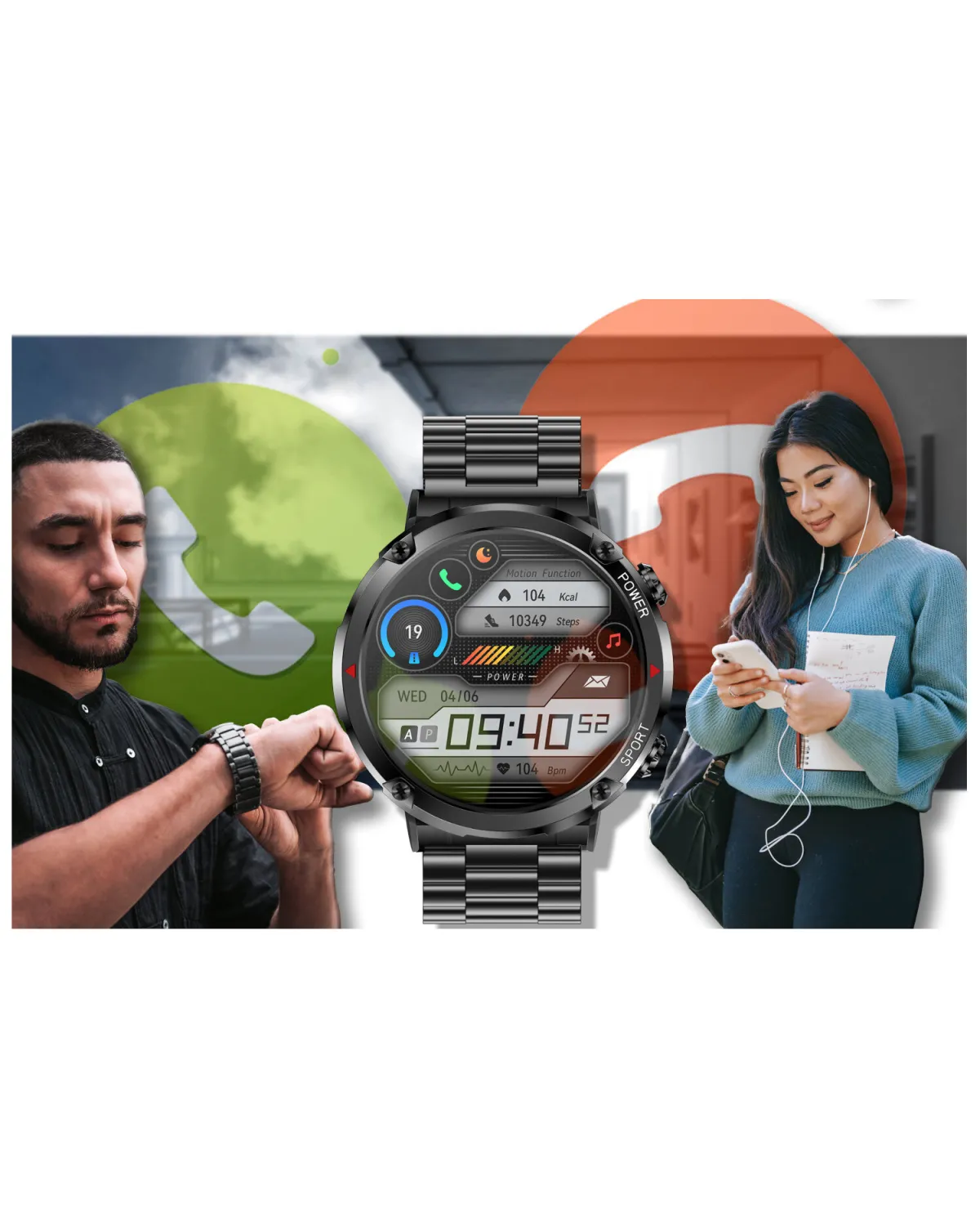 SMARTWATCH MĘSKI GRAVITY GT21-1 - BLUETOOTH CALL, DODATKOWY PASEK (sg025a)