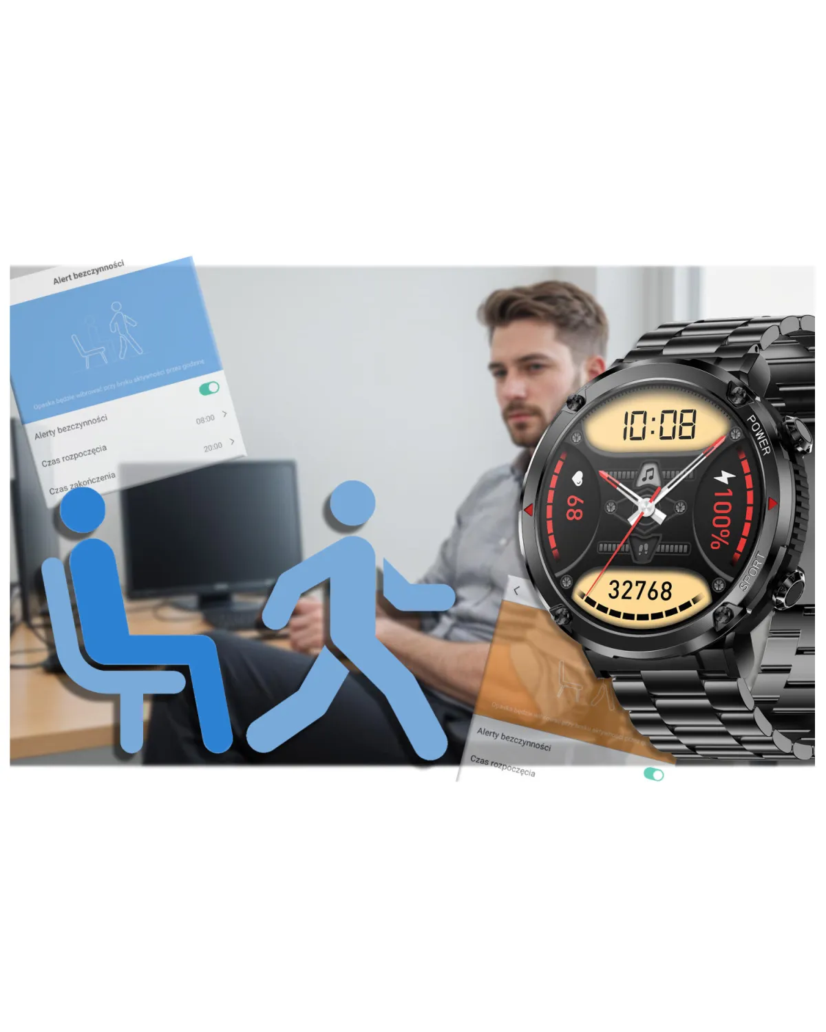 SMARTWATCH MĘSKI GRAVITY GT21-1 - BLUETOOTH CALL, DODATKOWY PASEK (sg025a)