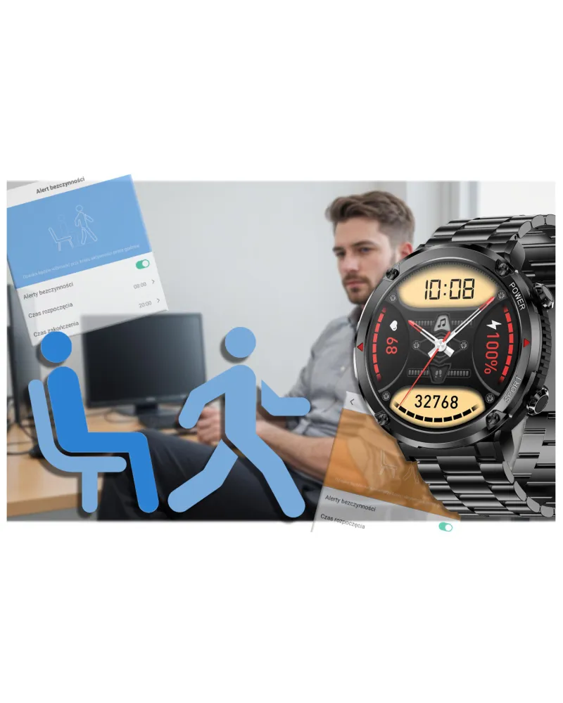 SMARTWATCH MĘSKI GRAVITY GT21-1 - BLUETOOTH CALL, DODATKOWY PASEK (sg025a)