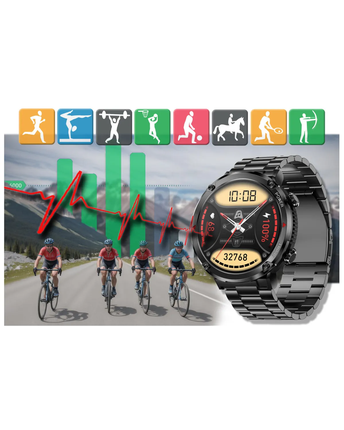 SMARTWATCH MĘSKI GRAVITY GT21-1 - BLUETOOTH CALL, DODATKOWY PASEK (sg025a)