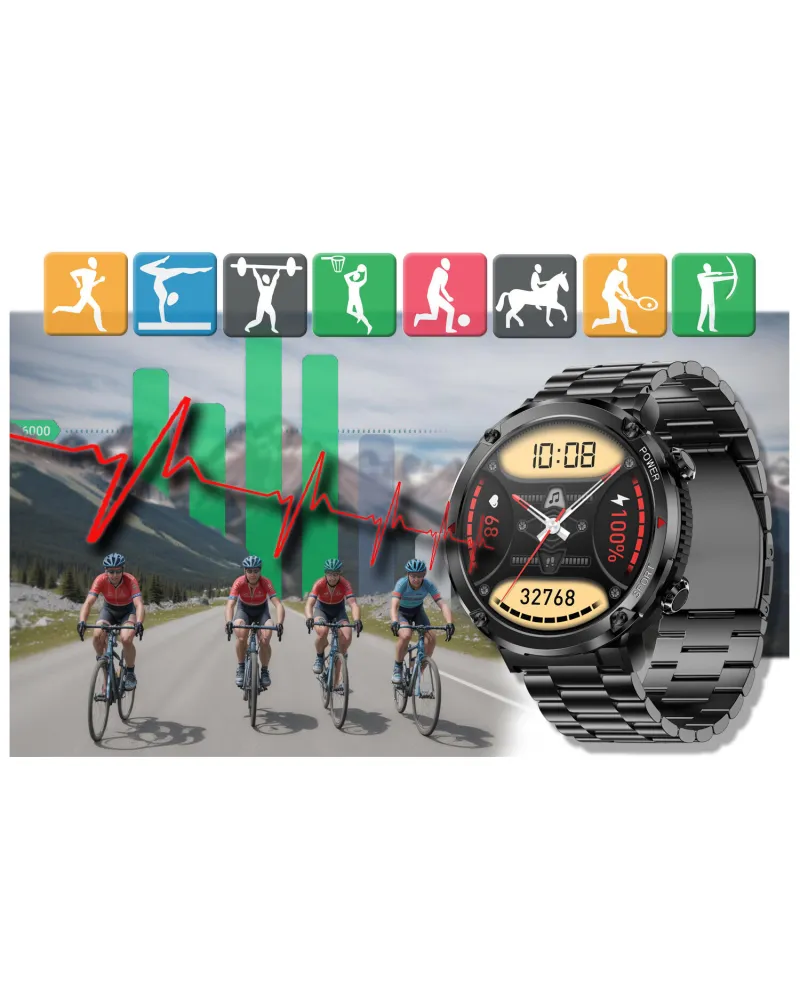 SMARTWATCH MĘSKI GRAVITY GT21-1 - BLUETOOTH CALL, DODATKOWY PASEK (sg025a)