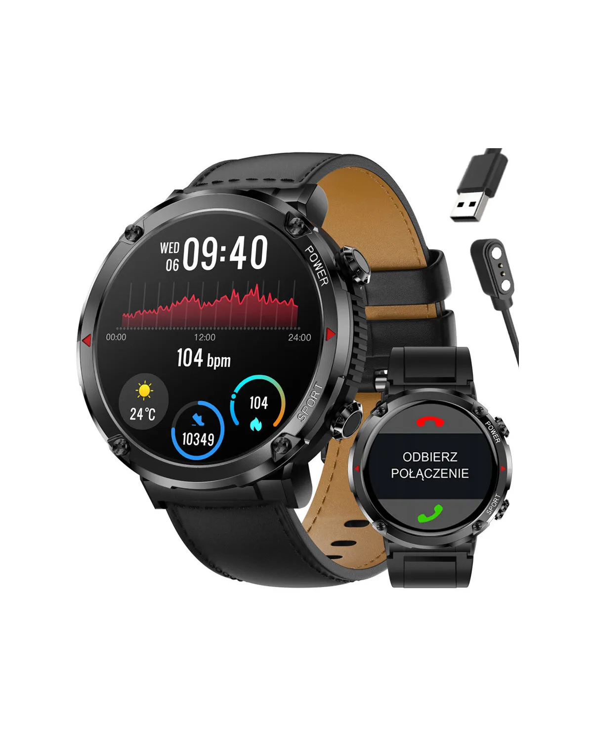 SMARTWATCH MĘSKI GRAVITY GT21-3 - BLUETOOTH CALL, DODATKOWY PASEK (sg025c)