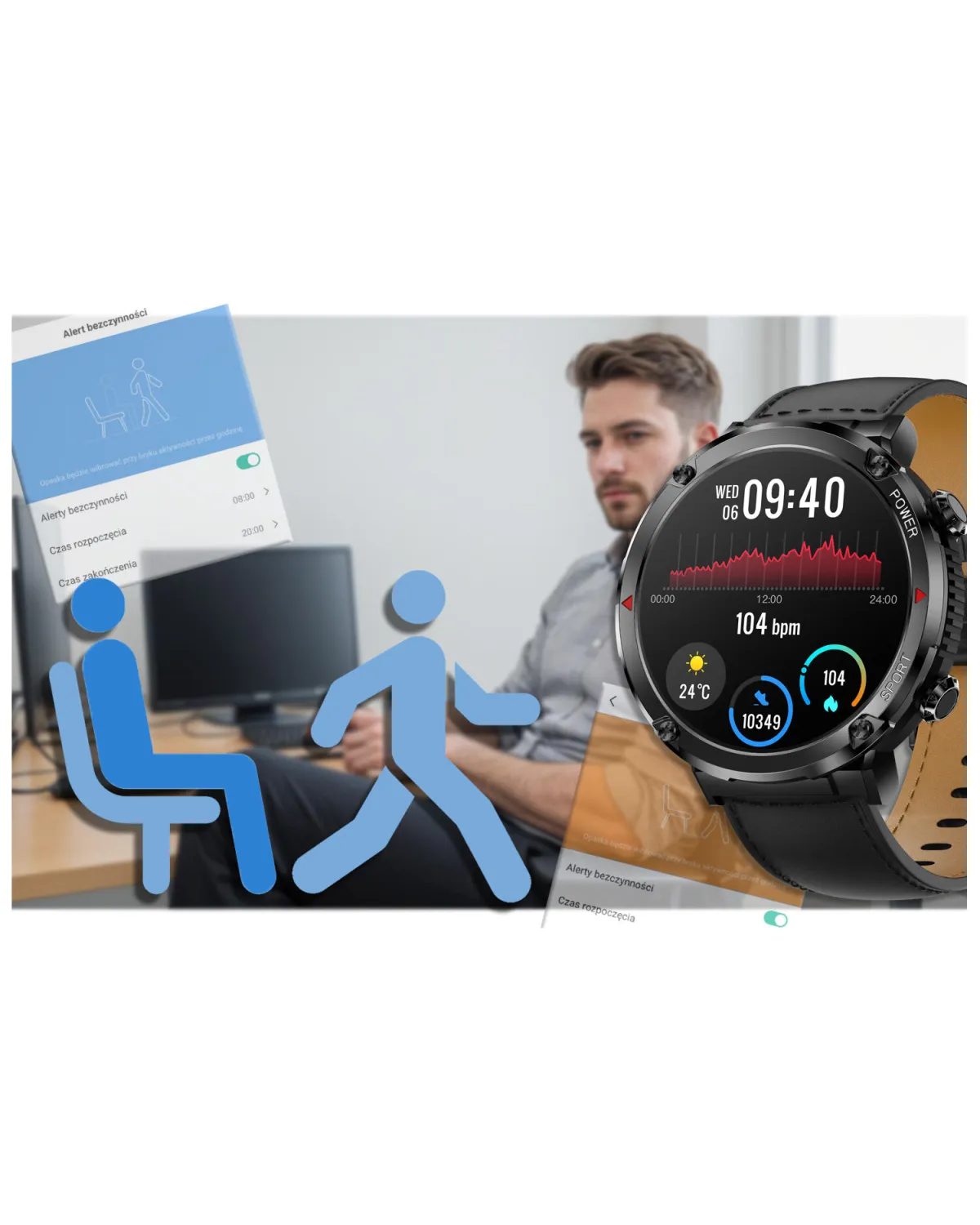 SMARTWATCH MĘSKI GRAVITY GT21-3 - BLUETOOTH CALL, DODATKOWY PASEK (sg025c)