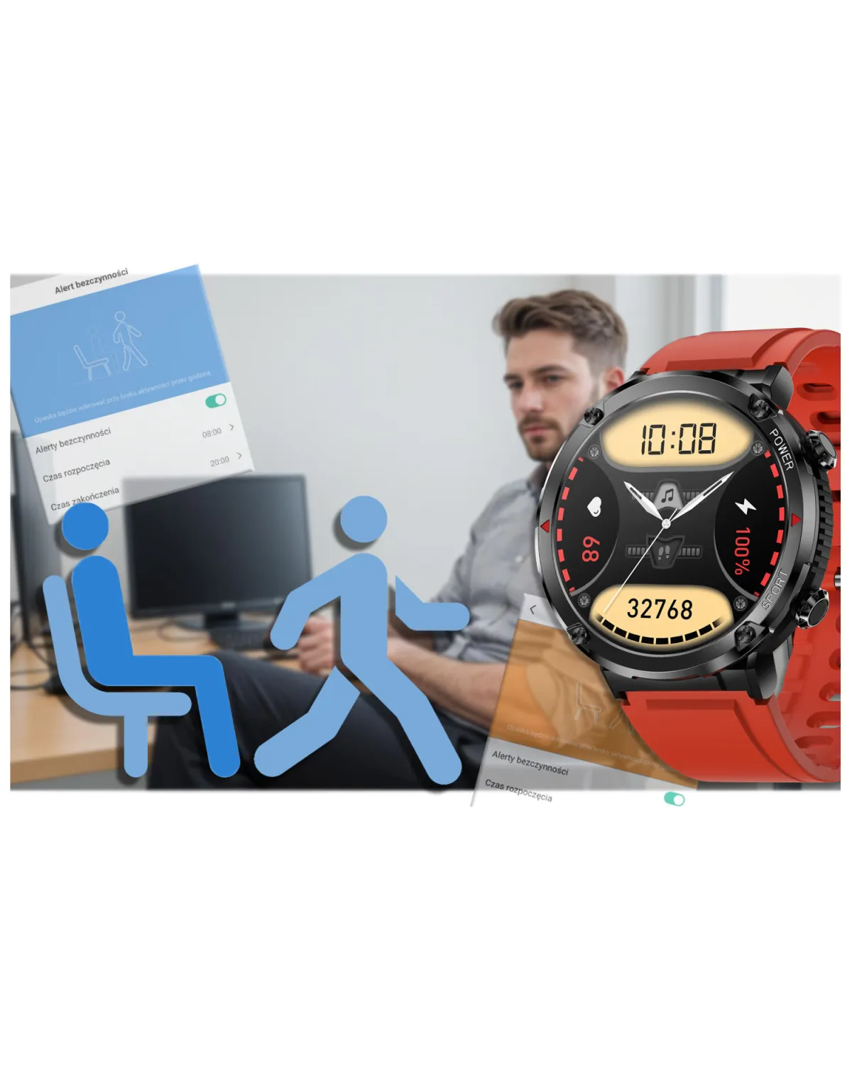 SMARTWATCH MĘSKI GRAVITY GT21-6 - BLUETOOTH CALL, DODATKOWY PASEK (sg025f)