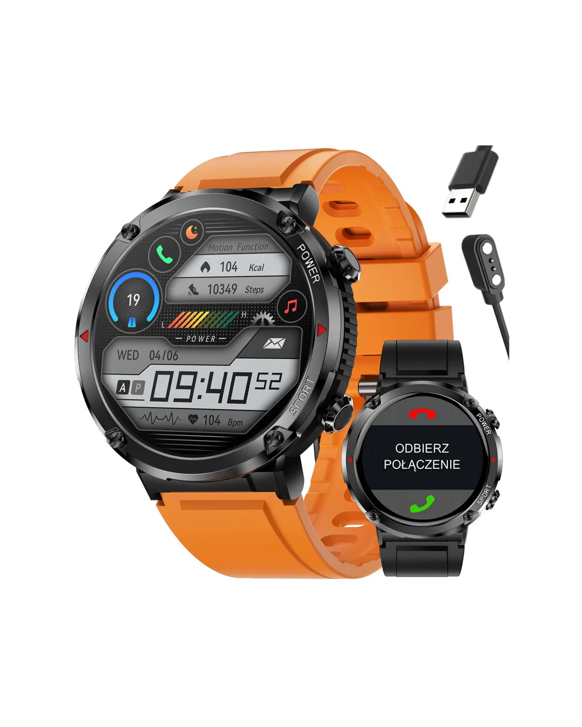 SMARTWATCH MĘSKI GRAVITY GT21-2 - BLUETOOTH CALL, DODATKOWY PASEK (sg025b)