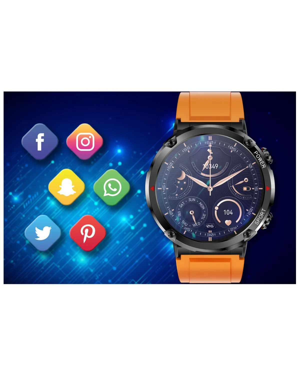 SMARTWATCH MĘSKI GRAVITY GT21-2 - BLUETOOTH CALL, DODATKOWY PASEK (sg025b)