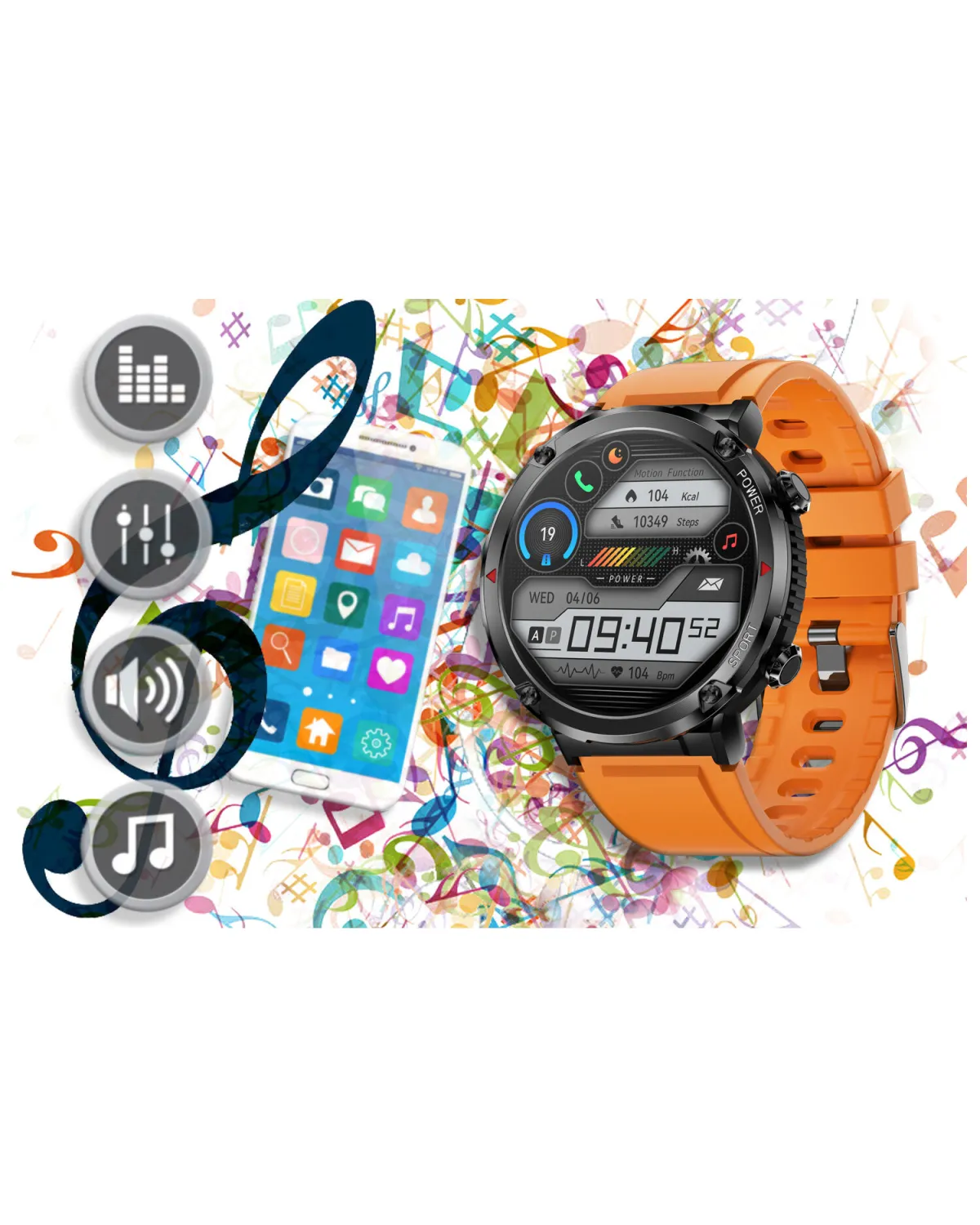 SMARTWATCH MĘSKI GRAVITY GT21-2 - BLUETOOTH CALL, DODATKOWY PASEK (sg025b)