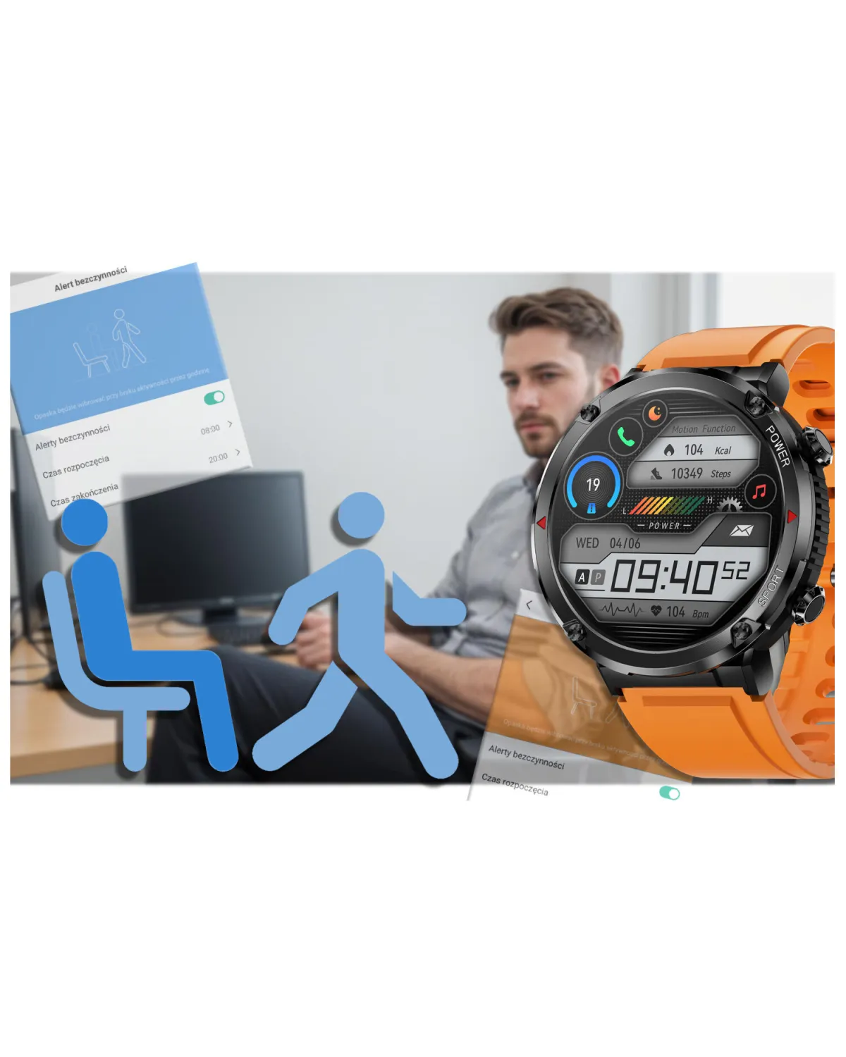 SMARTWATCH MĘSKI GRAVITY GT21-2 - BLUETOOTH CALL, DODATKOWY PASEK (sg025b)