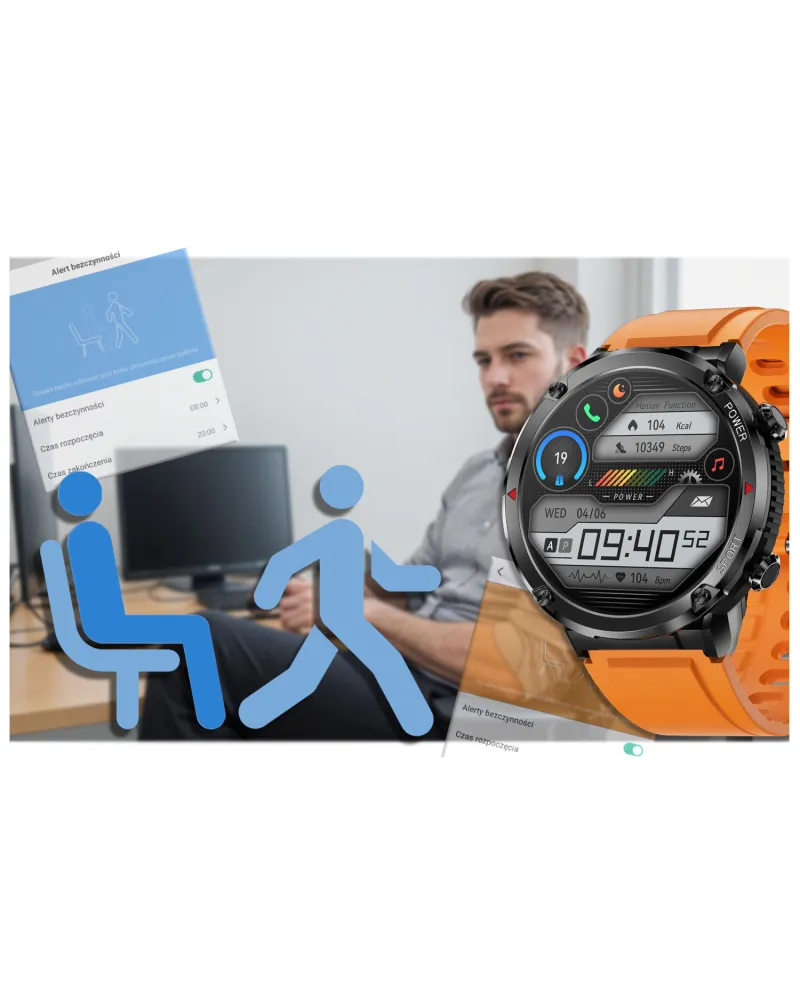 SMARTWATCH MĘSKI GRAVITY GT21-2 - BLUETOOTH CALL, DODATKOWY PASEK (sg025b)