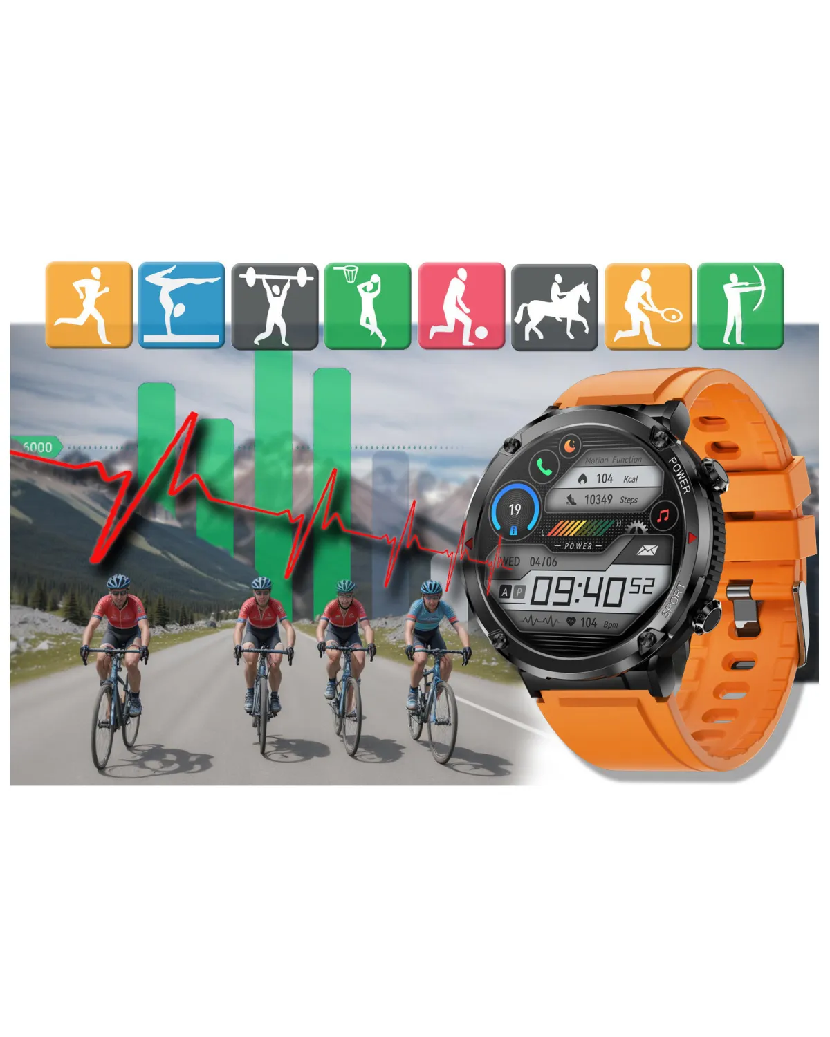 SMARTWATCH MĘSKI GRAVITY GT21-2 - BLUETOOTH CALL, DODATKOWY PASEK (sg025b)
