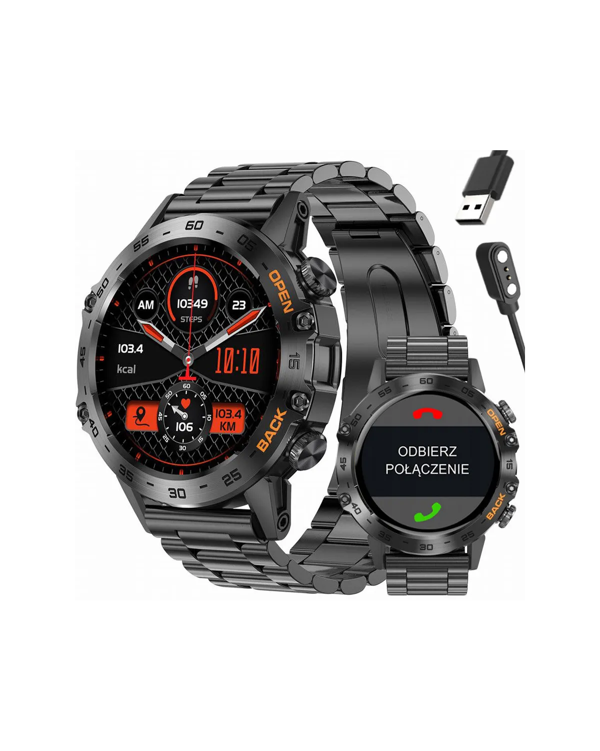 SMARTWATCH MĘSKI GRAVITY GT9-2 - WYKONYWANIE POŁĄCZEŃ, CIŚNIENIOMIERZ (sg021b)