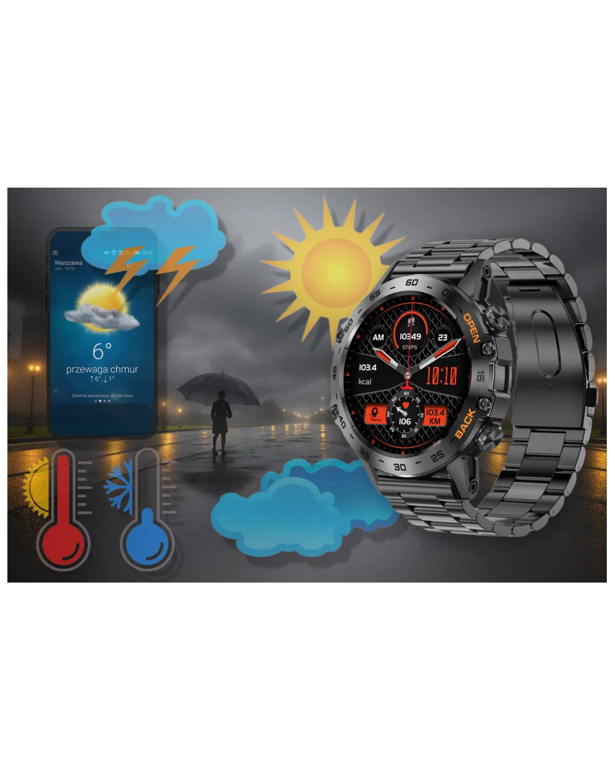 SMARTWATCH MĘSKI GRAVITY GT9-2 - WYKONYWANIE POŁĄCZEŃ, CIŚNIENIOMIERZ (sg021b)