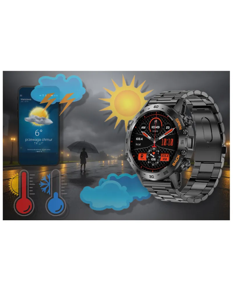 SMARTWATCH MĘSKI GRAVITY GT9-2 - WYKONYWANIE POŁĄCZEŃ, CIŚNIENIOMIERZ (sg021b)