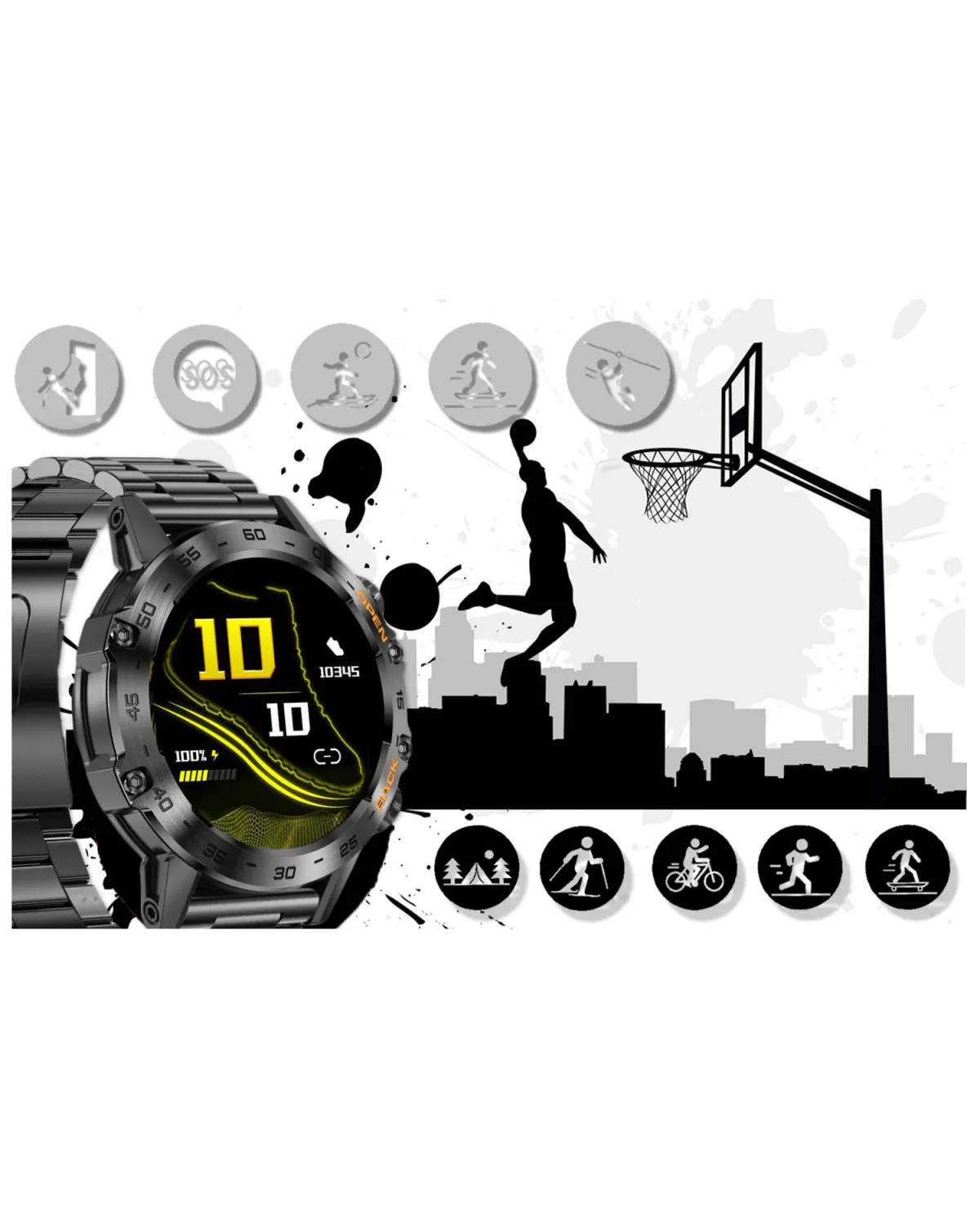 SMARTWATCH MĘSKI GRAVITY GT9-2 - WYKONYWANIE POŁĄCZEŃ, CIŚNIENIOMIERZ (sg021b)