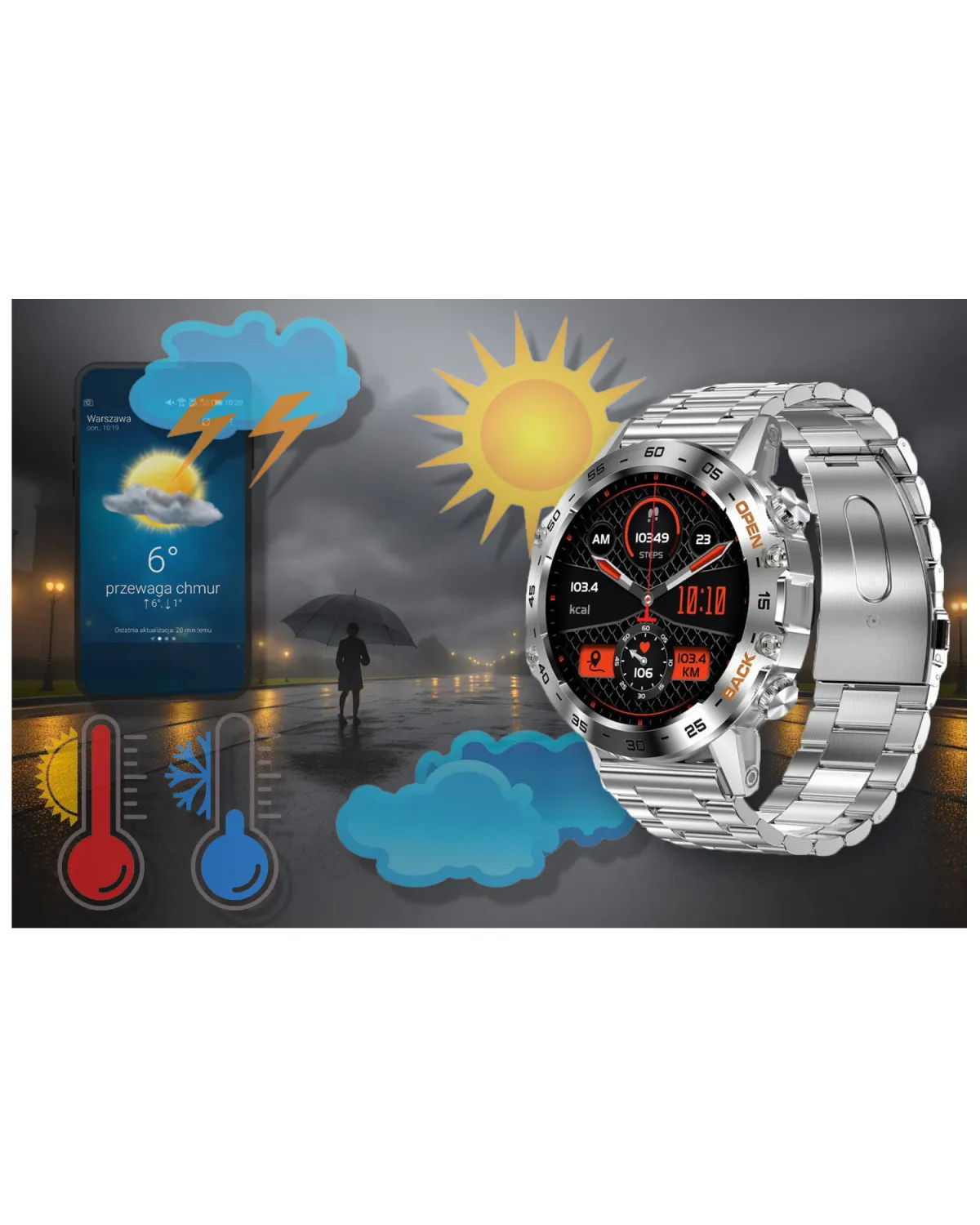 SMARTWATCH MĘSKI GRAVITY GT9-3 - WYKONYWANIE POŁĄCZEŃ, CIŚNIENIOMIERZ (sg021c)